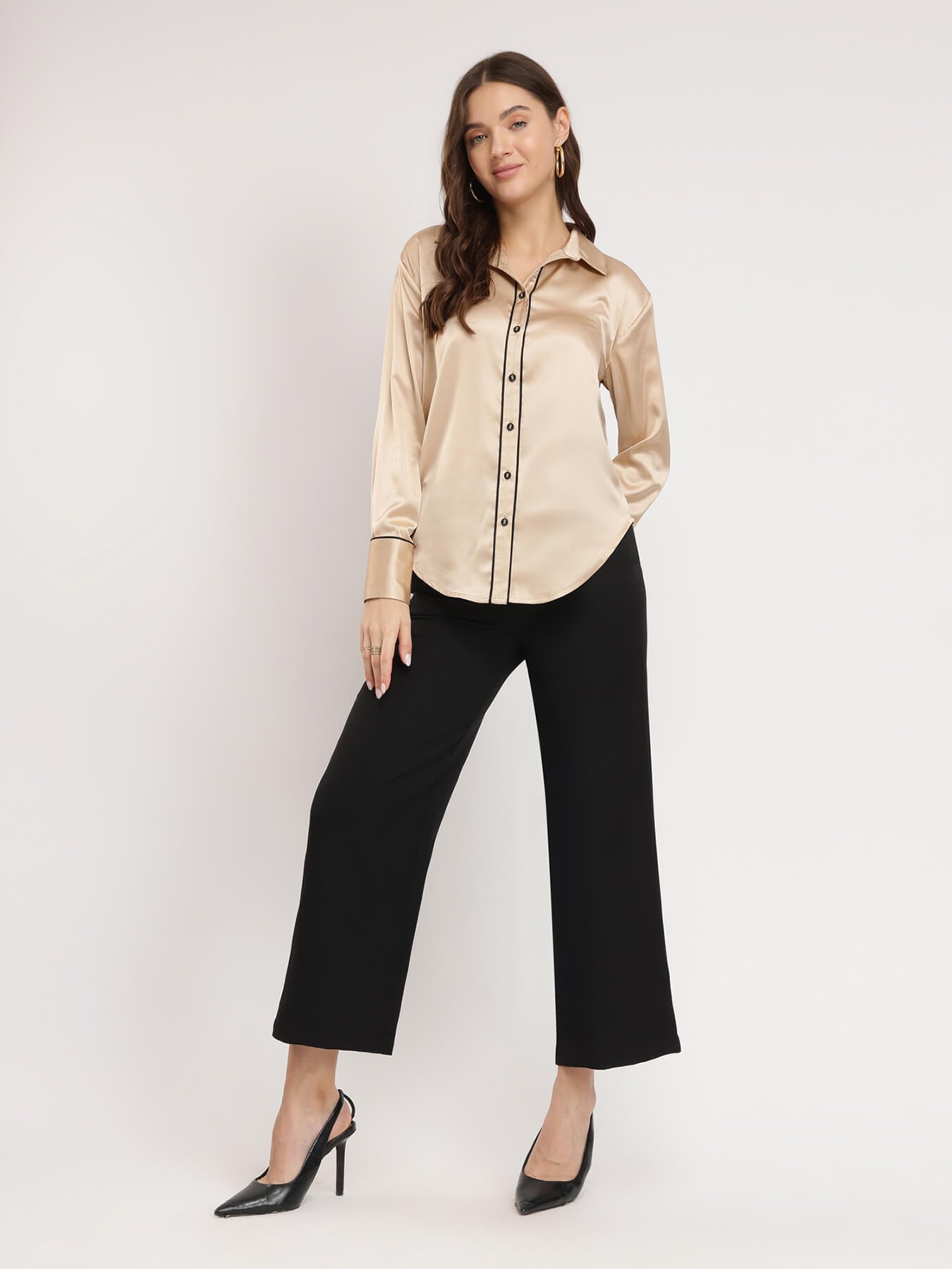 Satin Shirt - Beige