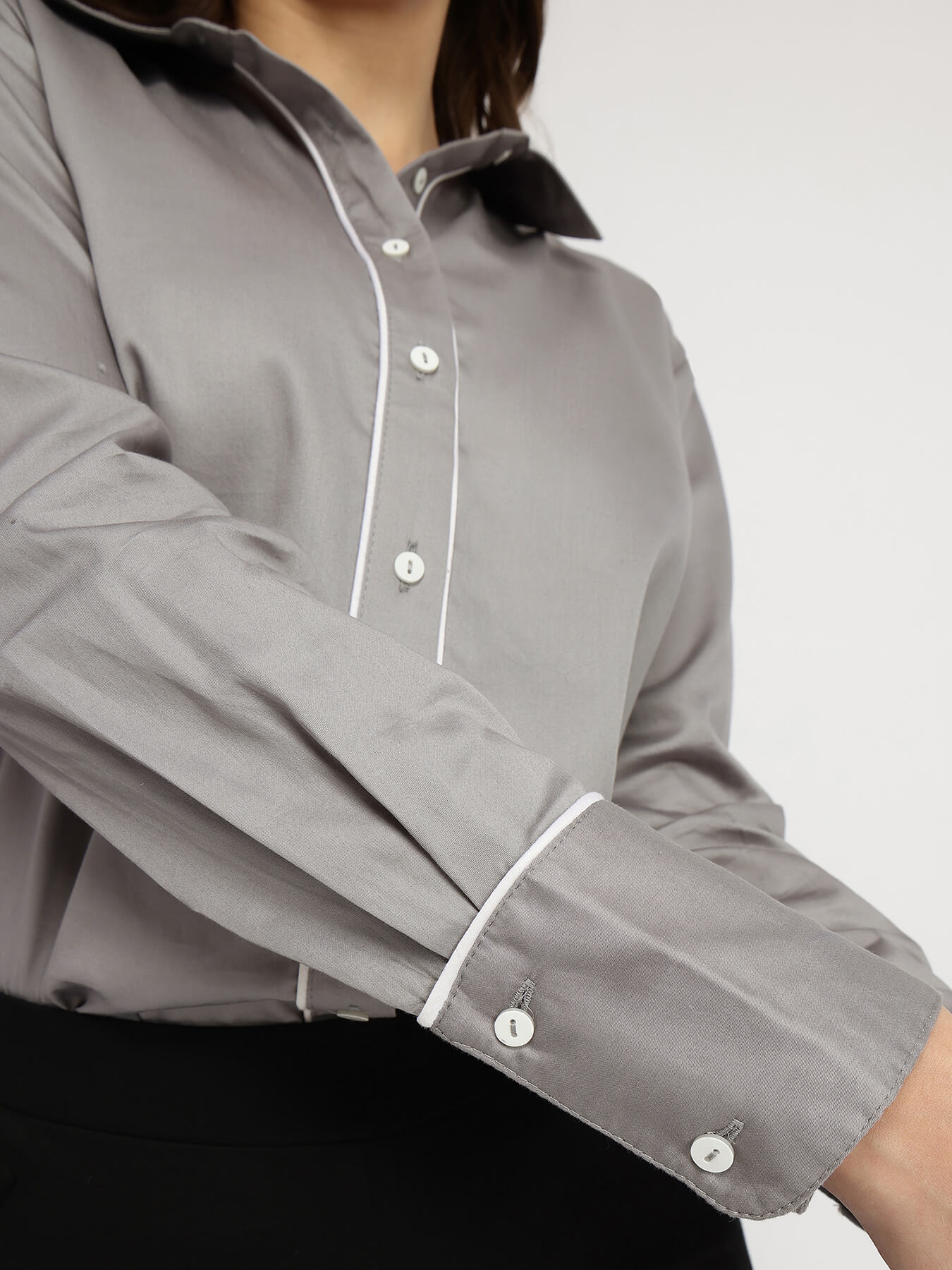 Cotton Satin Shirt - Grey