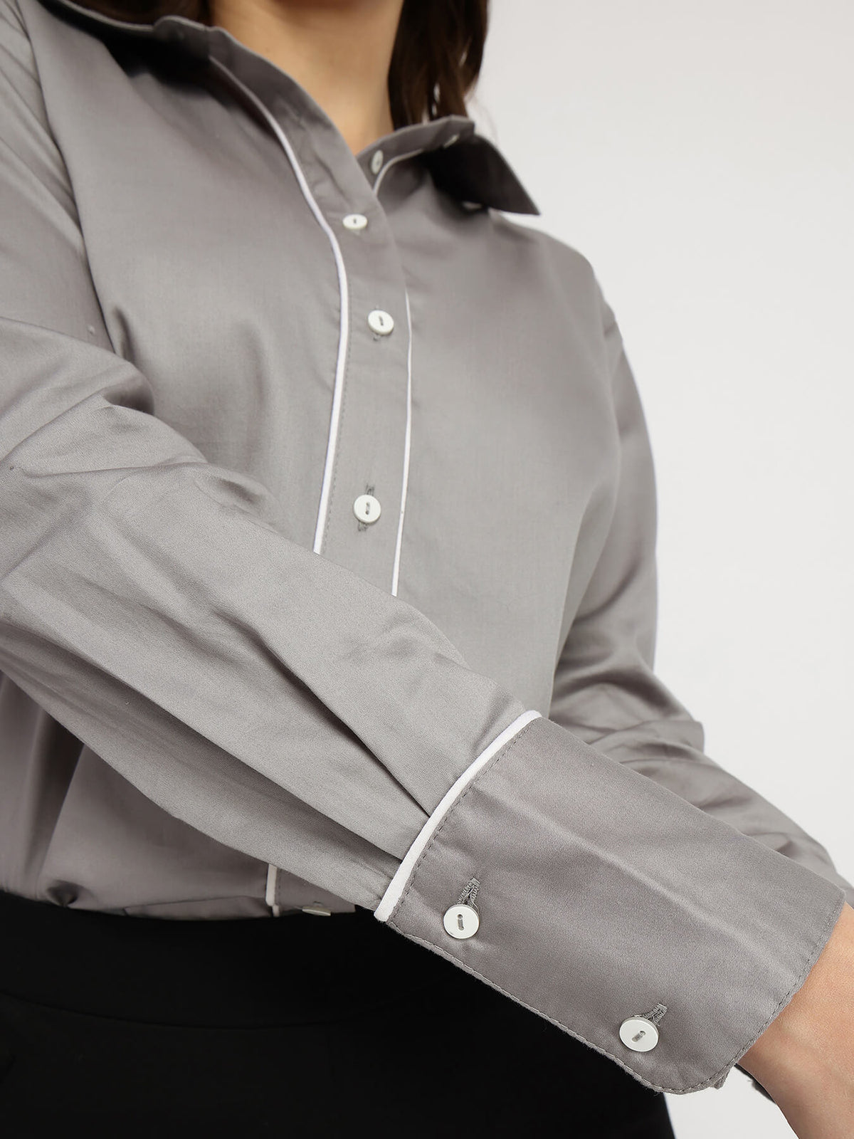 Cotton Satin Shirt - Grey