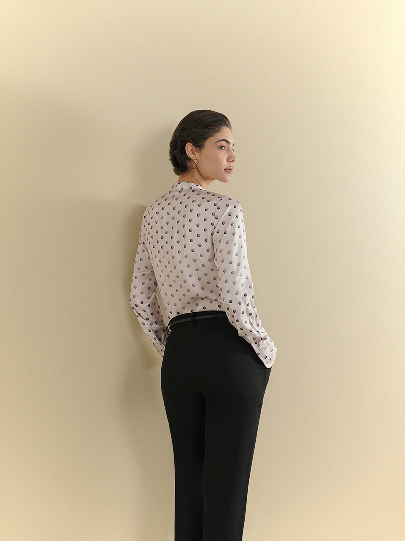 Satin Polka Dots Shirt - Off White