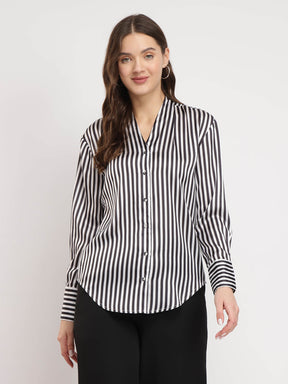 Satin Striped Shirt - Black