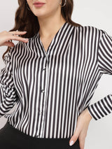 Satin Striped Shirt - Black