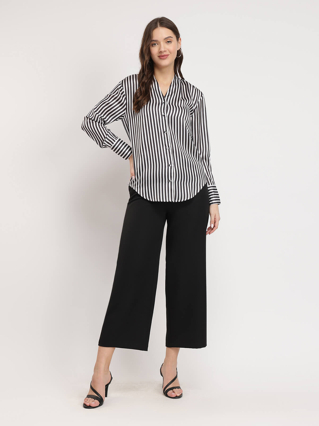 Satin Striped Shirt - Black