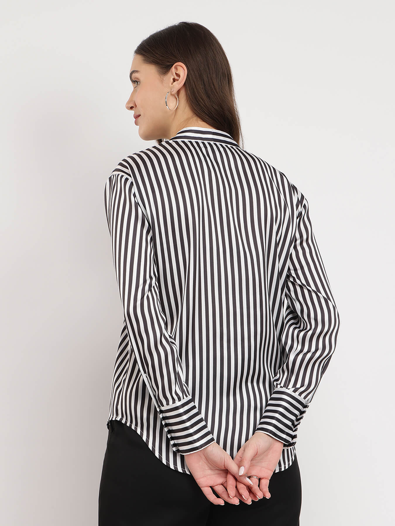 Satin Striped Shirt - Black