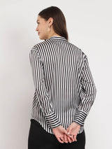 Satin Striped Shirt - Black