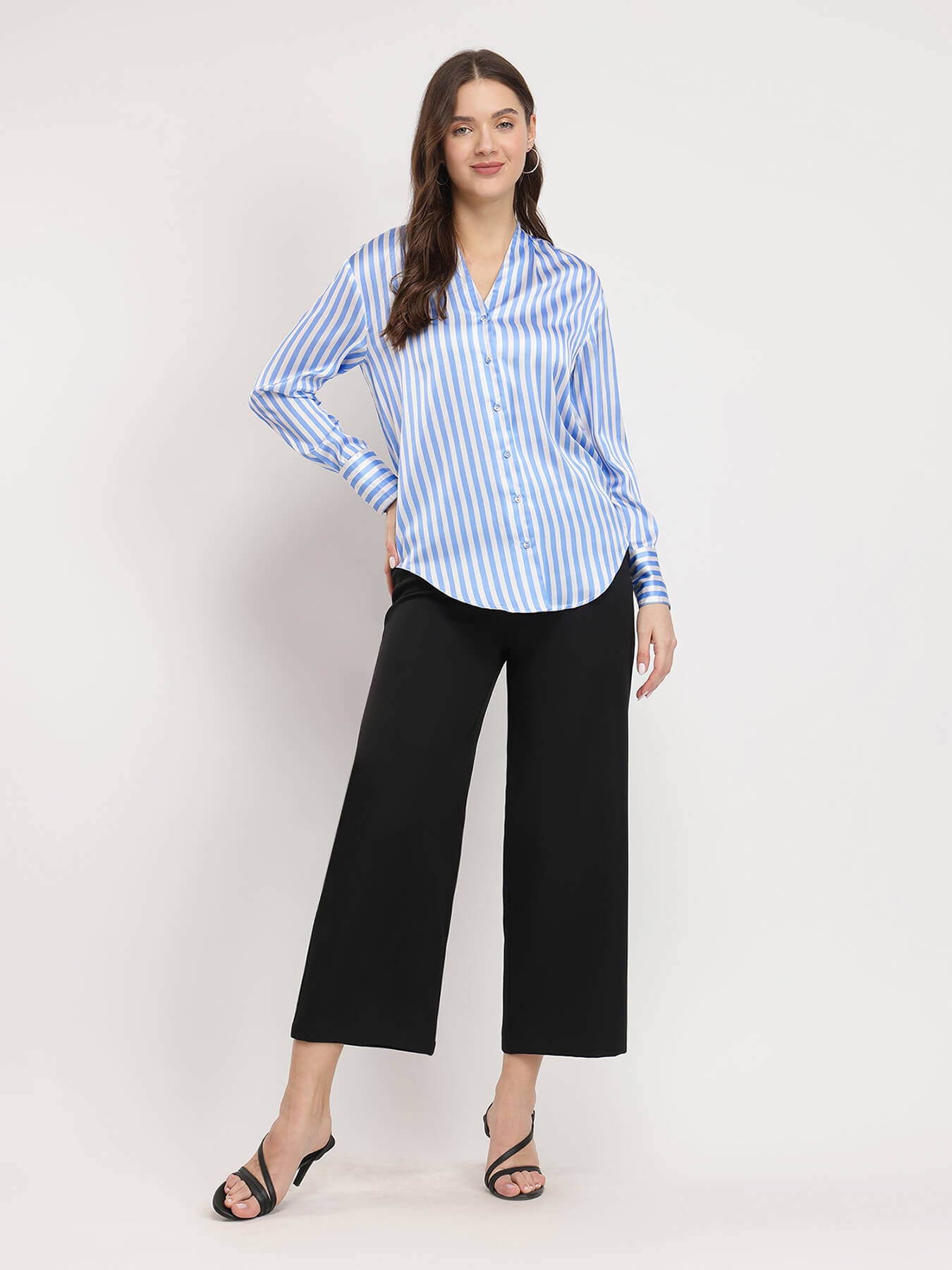 Satin Striped Shirt - Blue