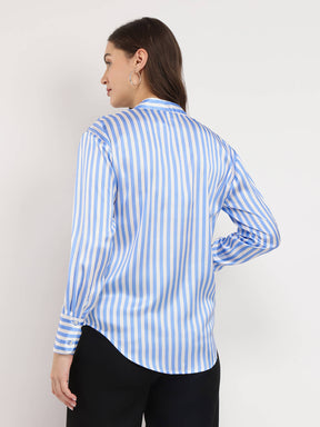 Satin Striped Shirt - Blue