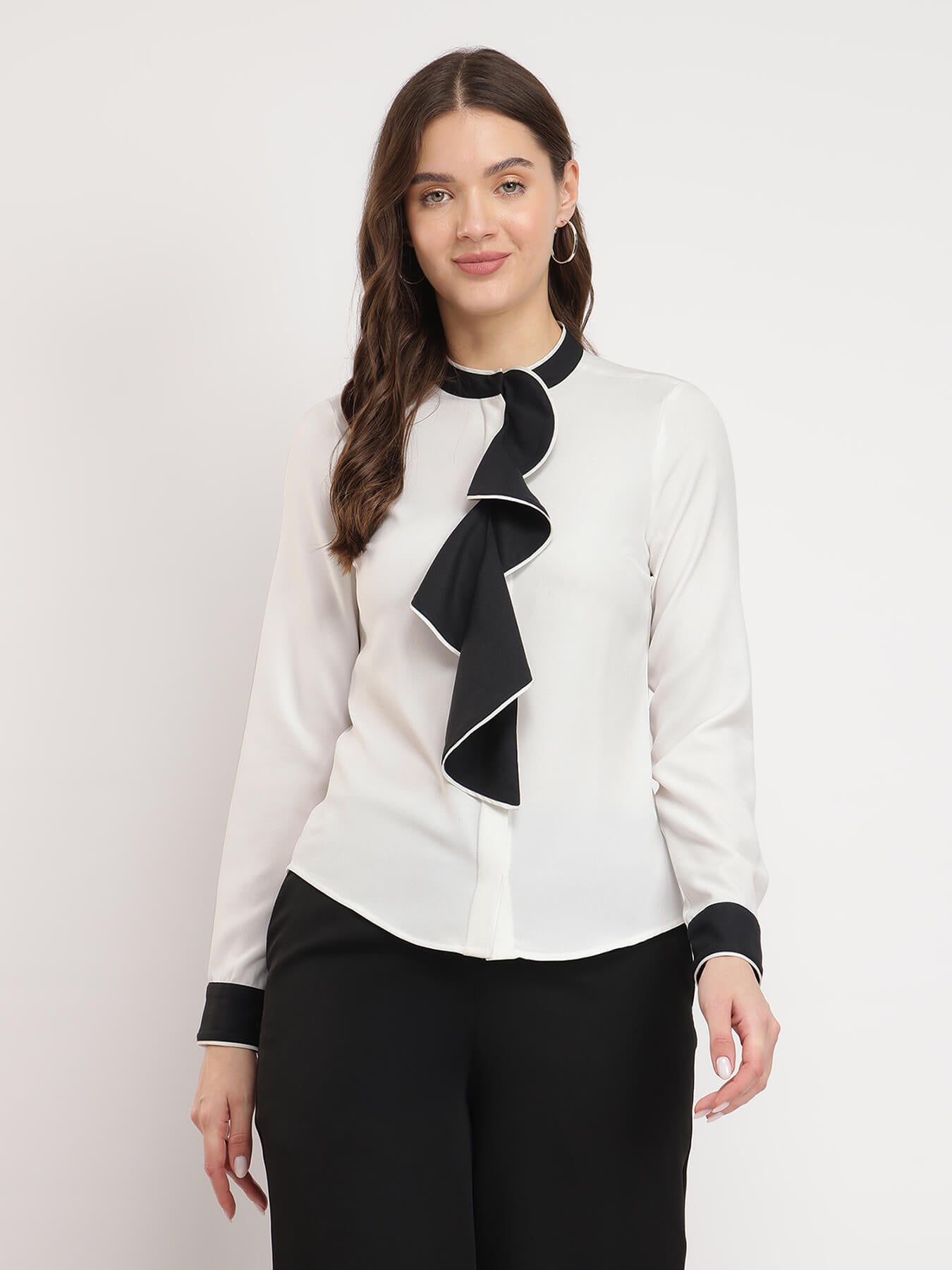 Cascade Scarf Shirt - White