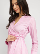 Cotton Wrap Shirt - Pink