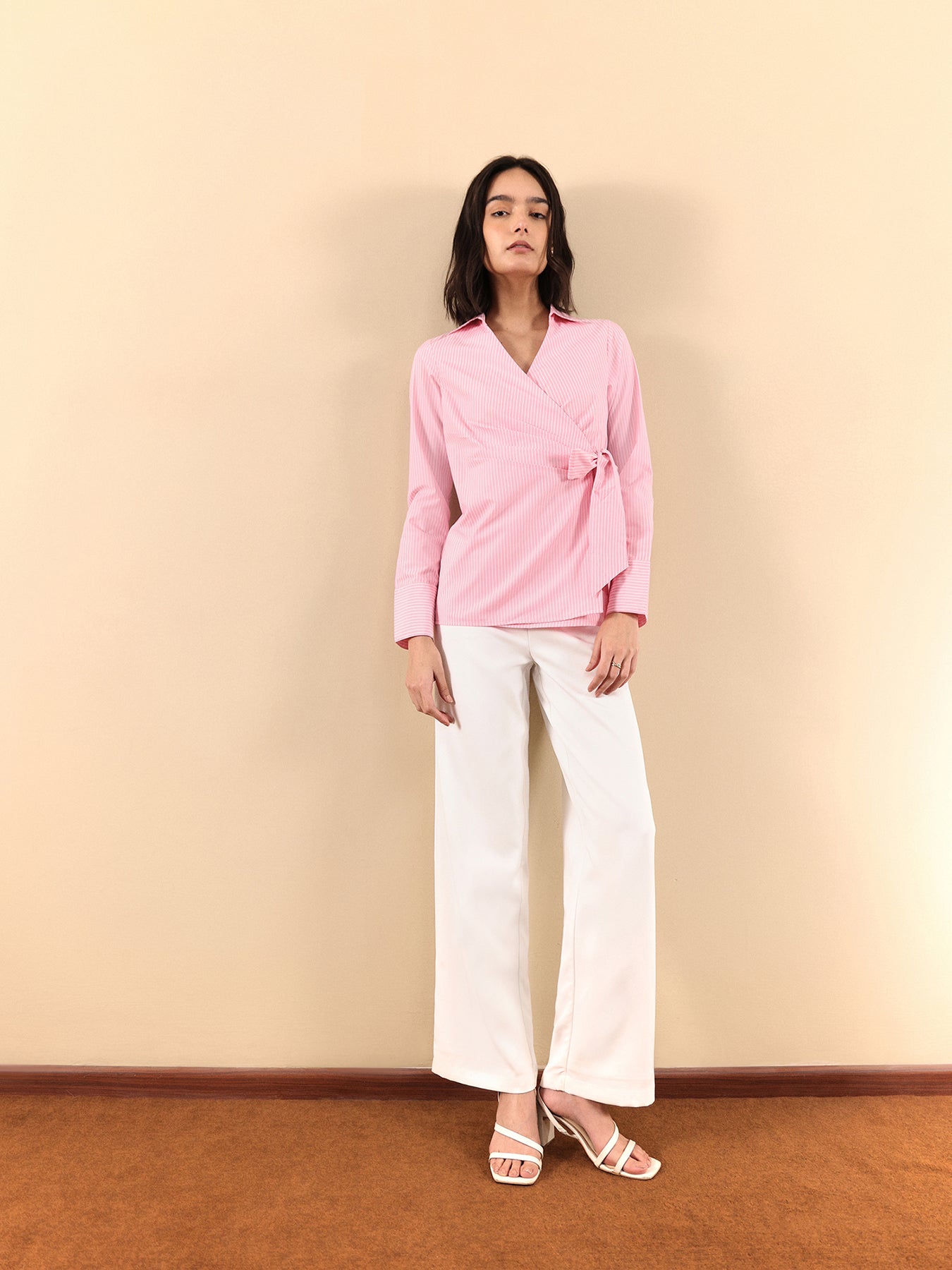 Cotton Wrap Shirt - Pink