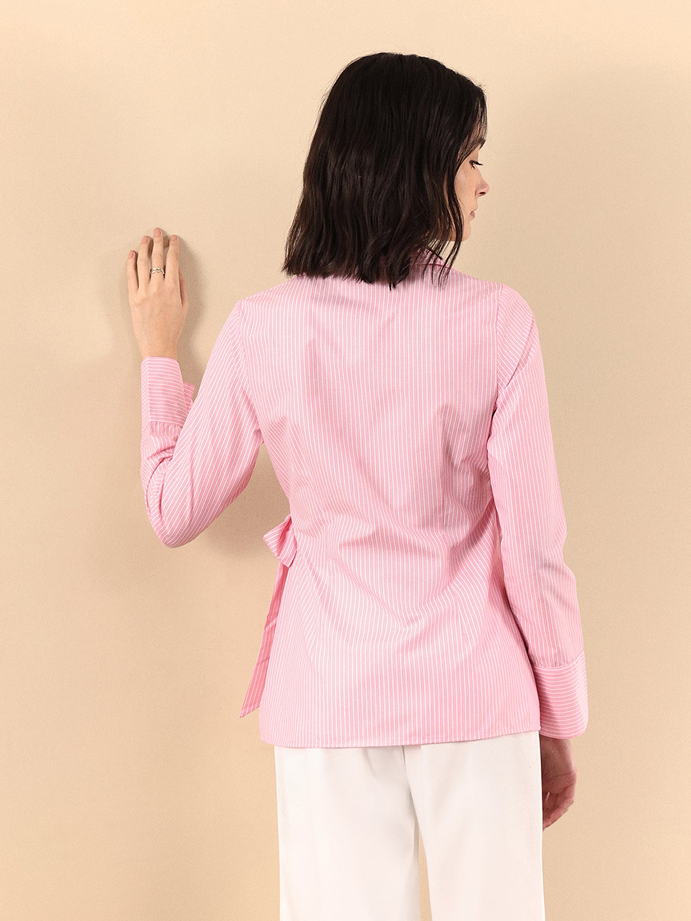 Cotton Wrap Shirt - Pink