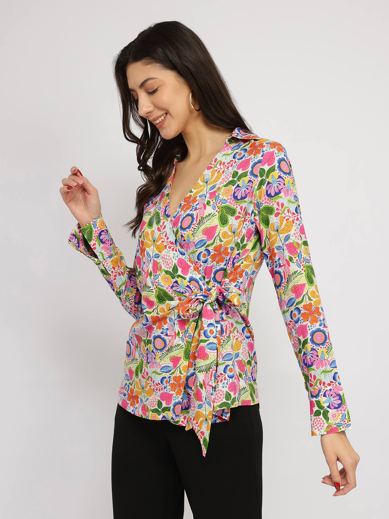 Cotton Wrap Shirt - Multicolour