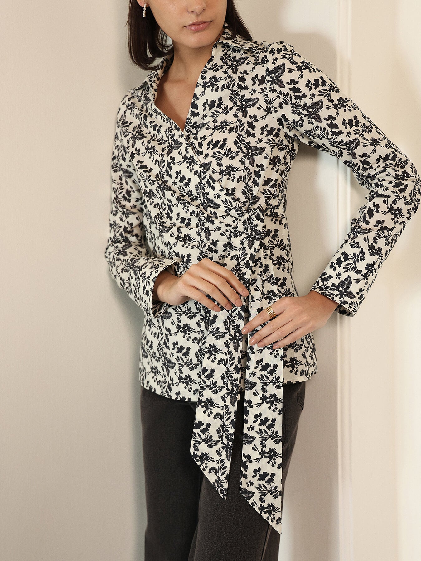 Cotton Wrap Shirt - White