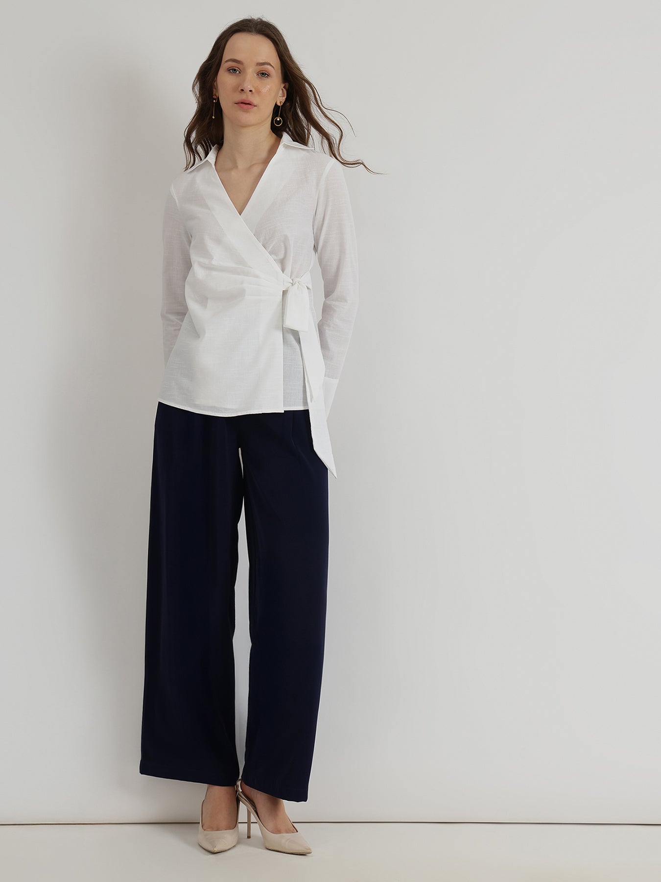 Cotton Wrap Shirt - White