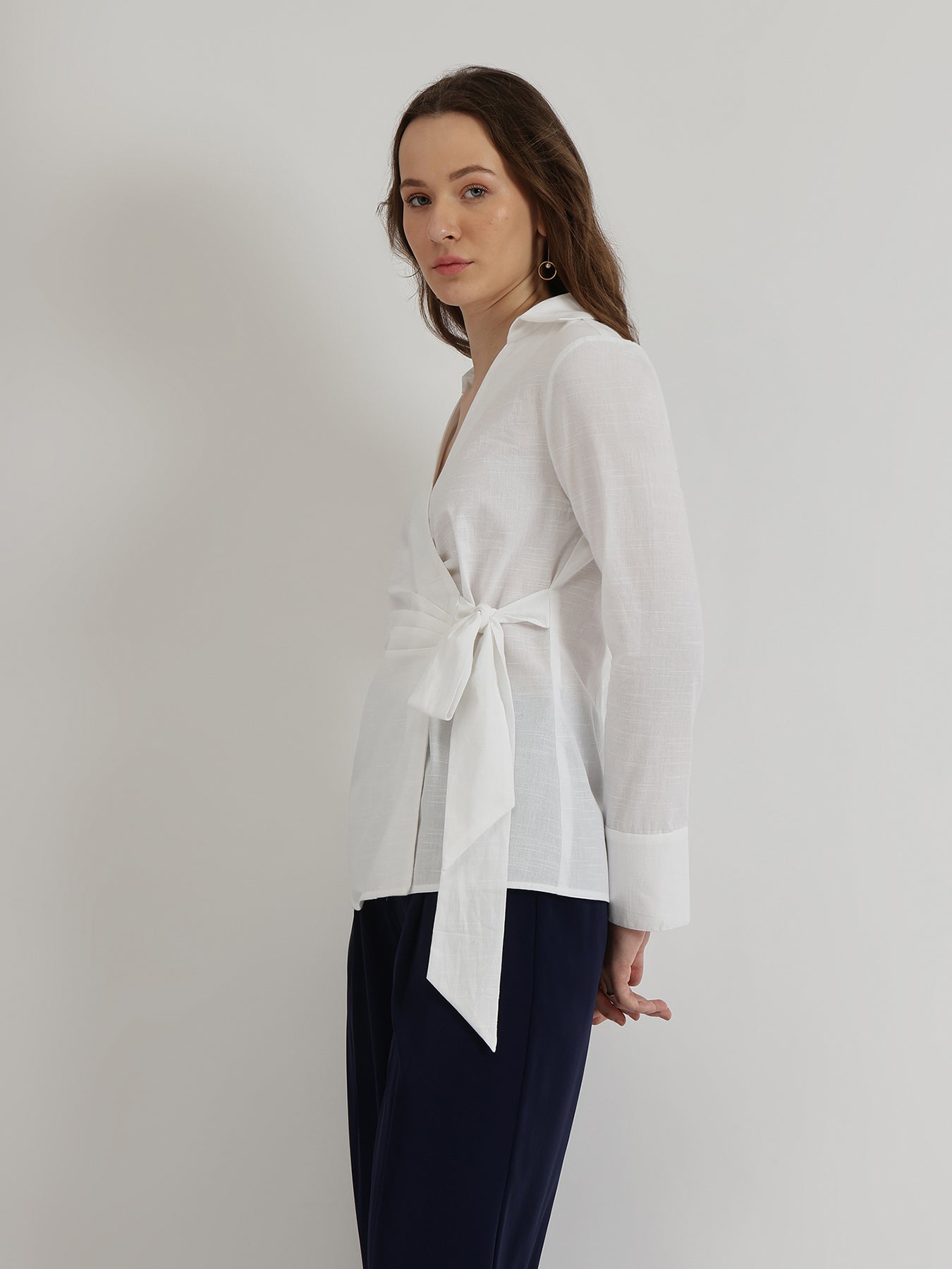 Cotton Wrap Shirt - White