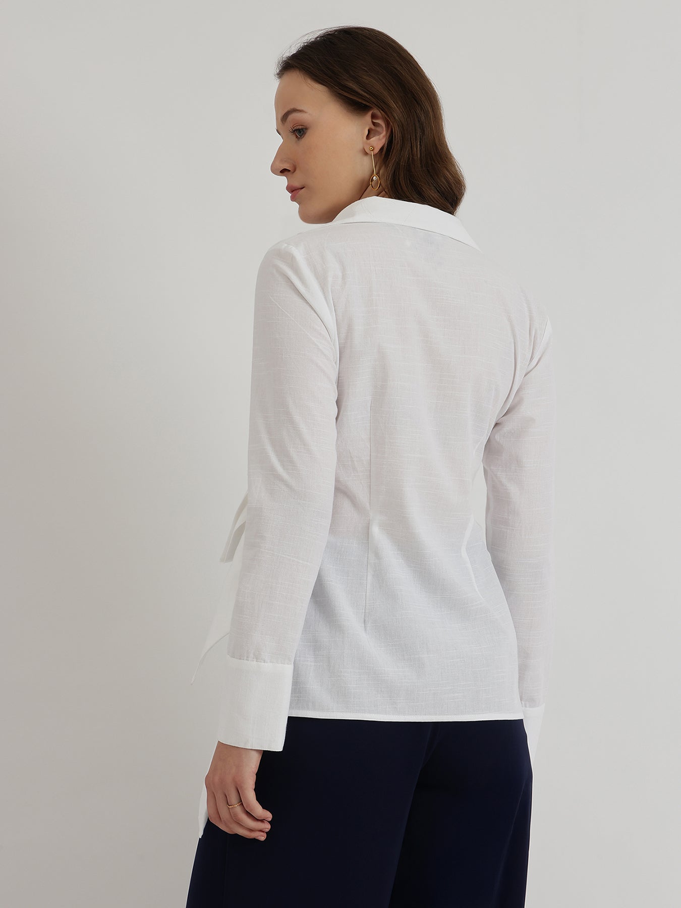 Cotton Wrap Shirt - White