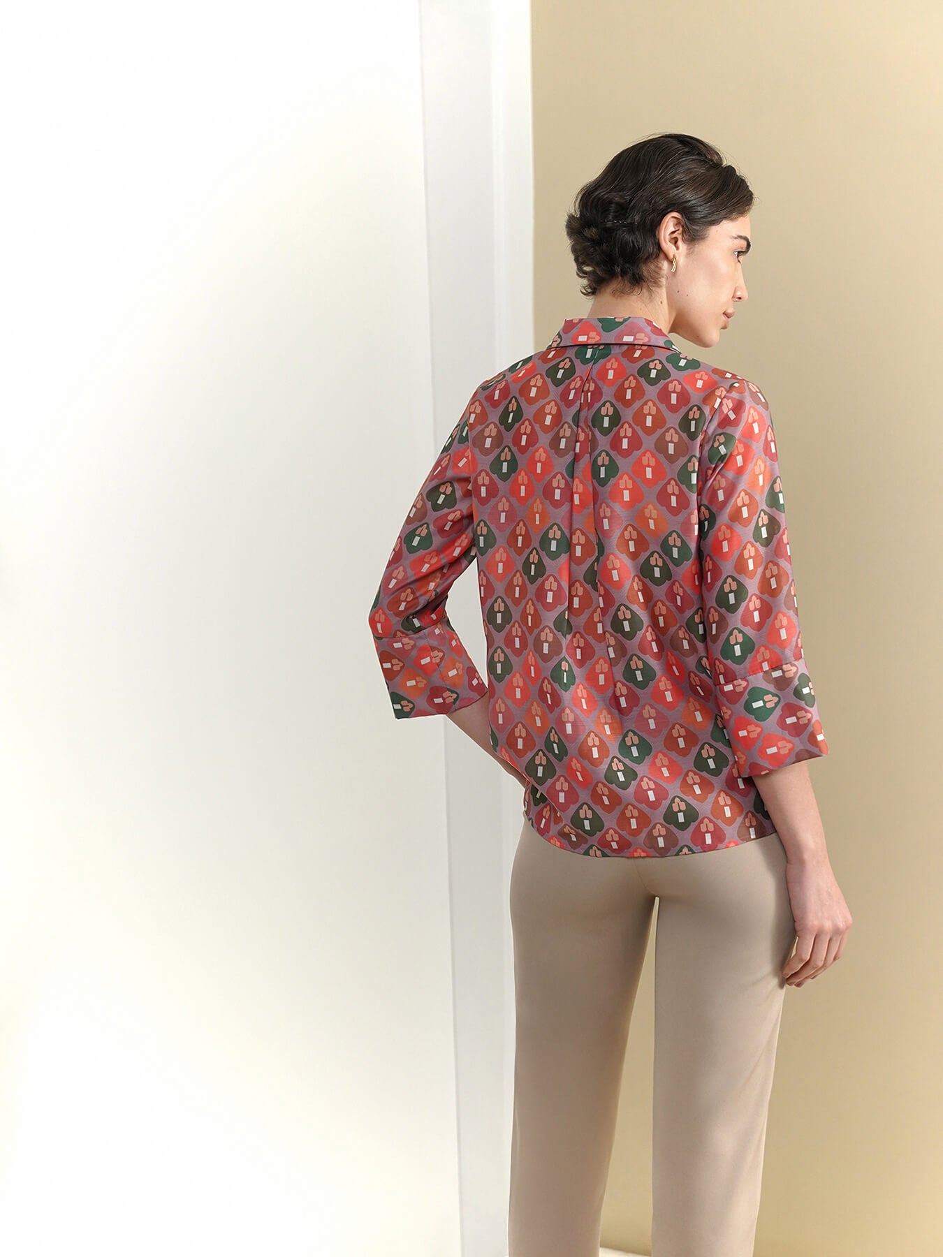 Geometric Print Shirt - Orange