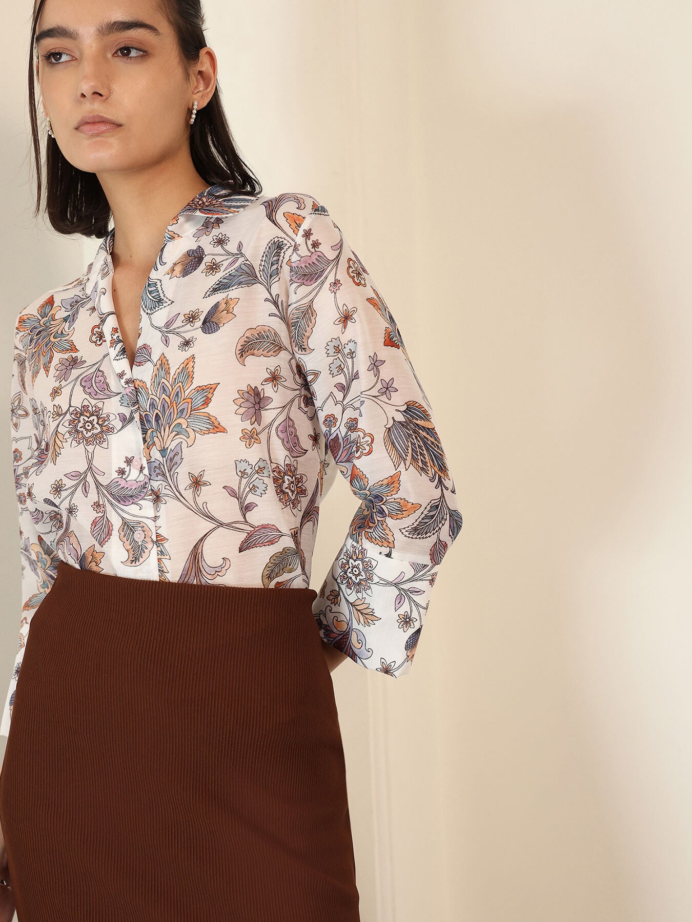Motif Print Shirt - White