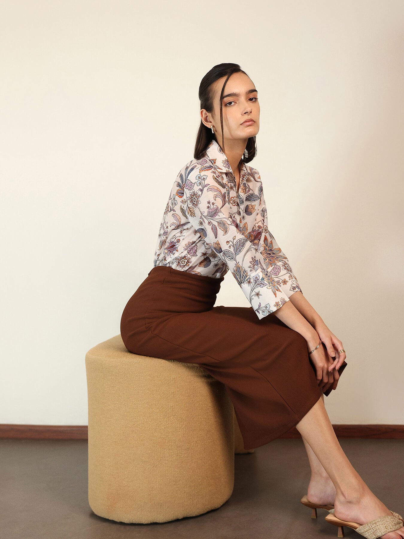 Motif Print Shirt - White