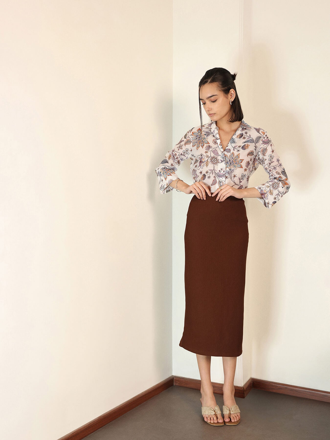 Motif Print Shirt - White
