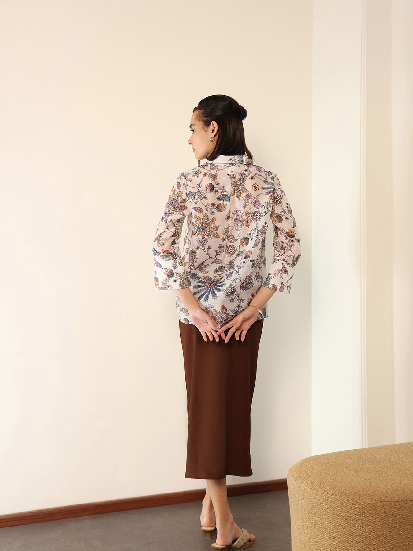 Motif Print Shirt - White