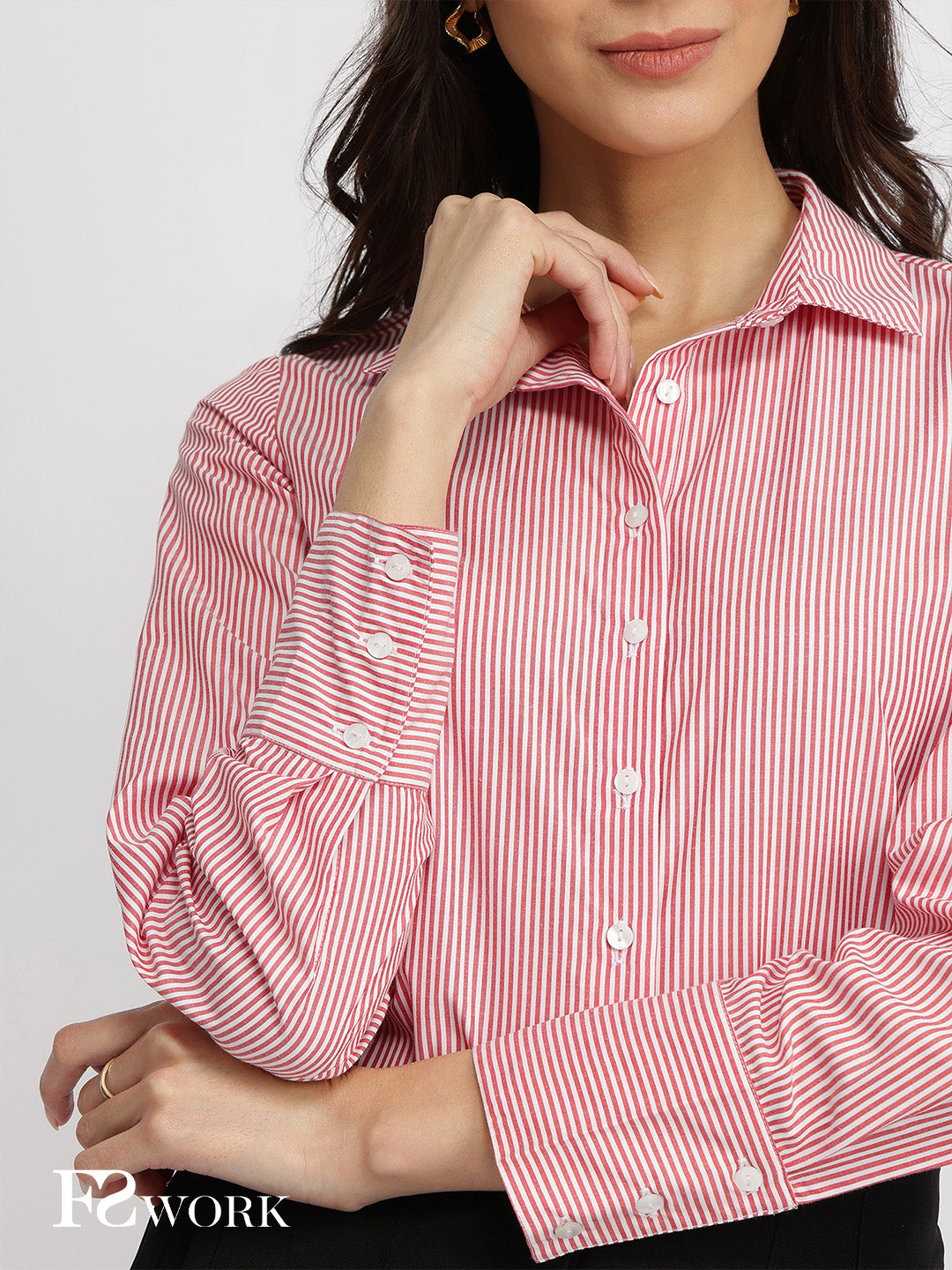 Cotton Striped Shirt - Red & White