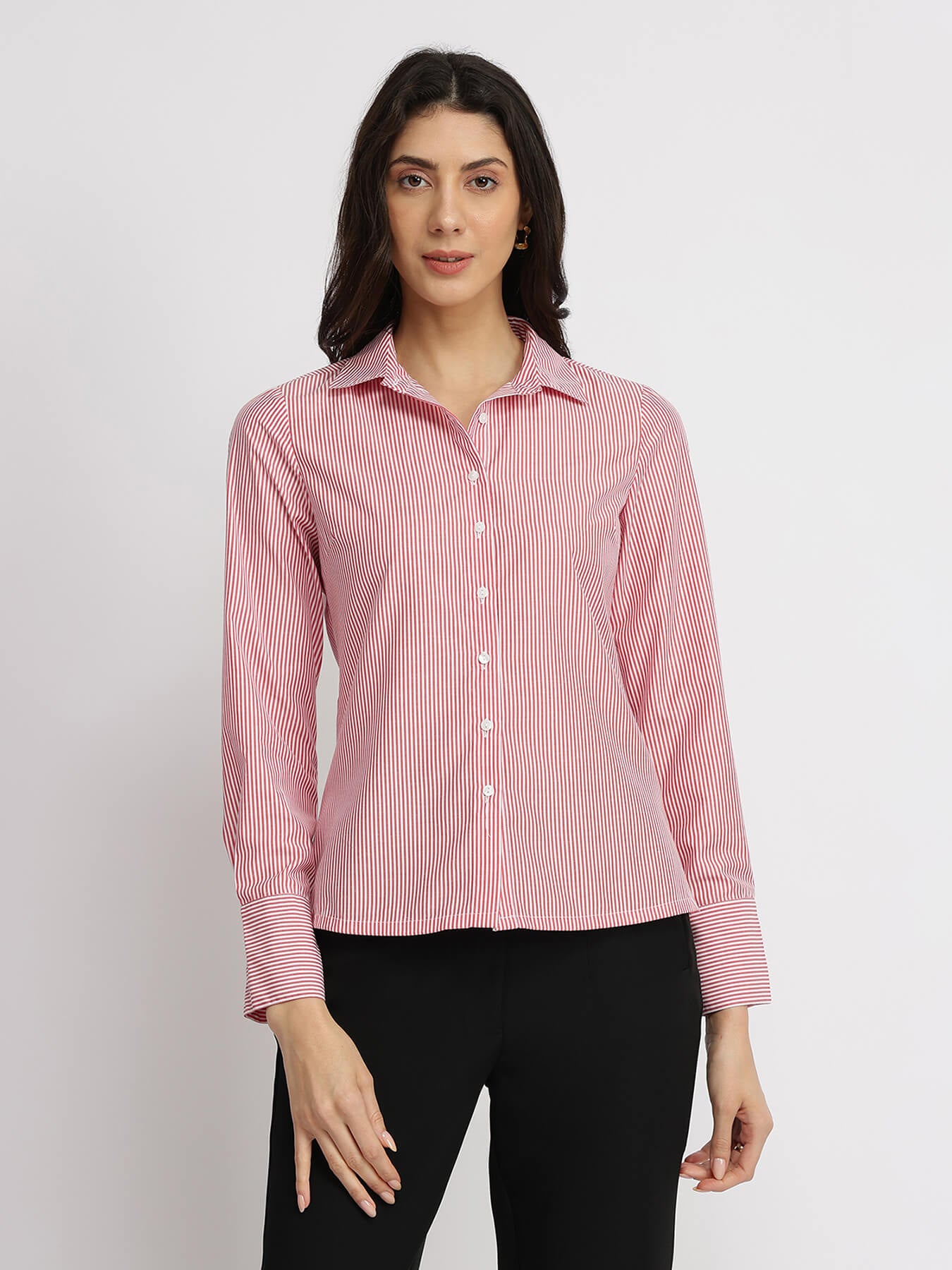 Cotton Striped Shirt - Red & White