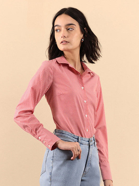 Cotton Striped Shirt - Red & White