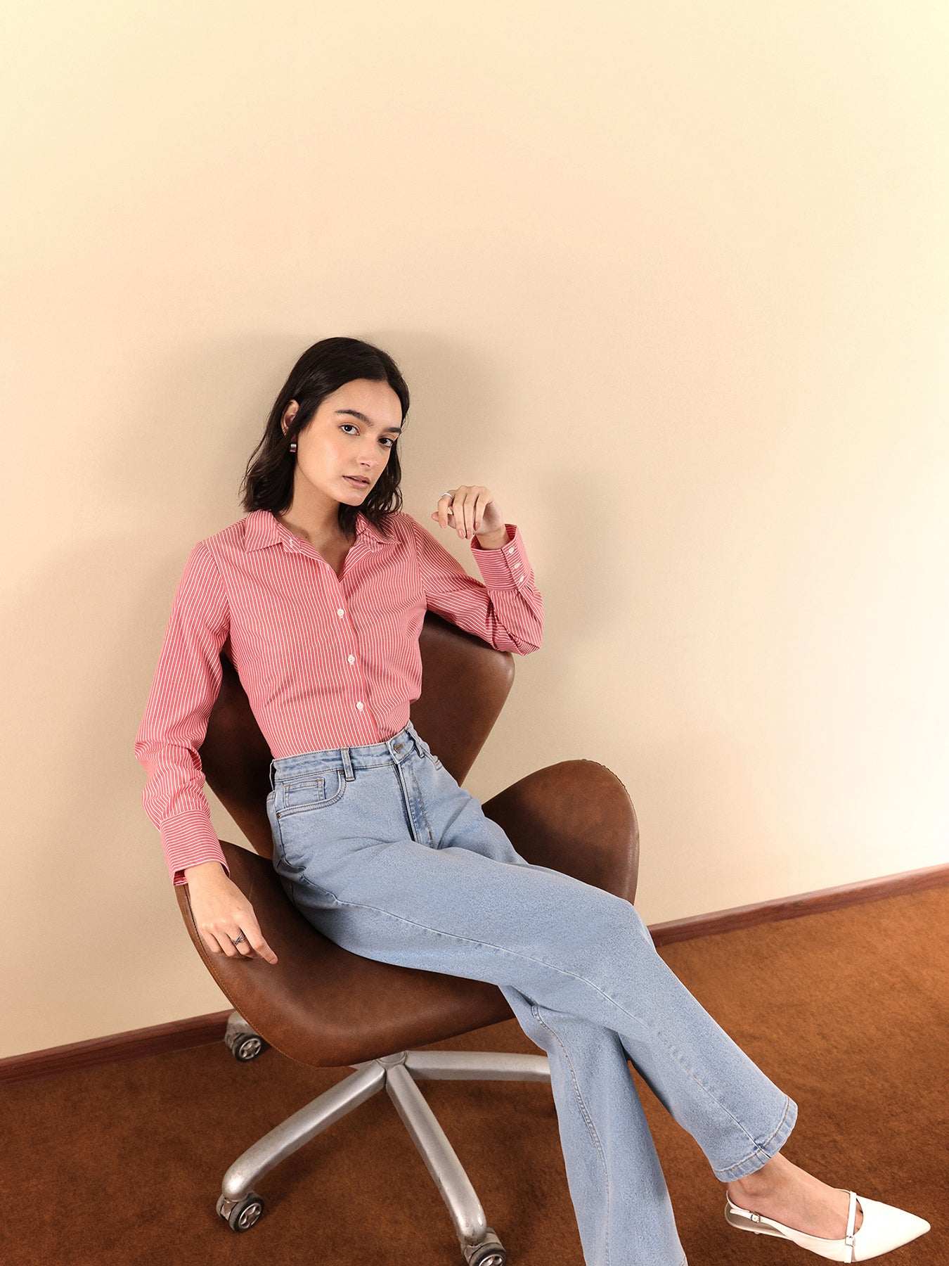 Cotton Striped Shirt - Red & White