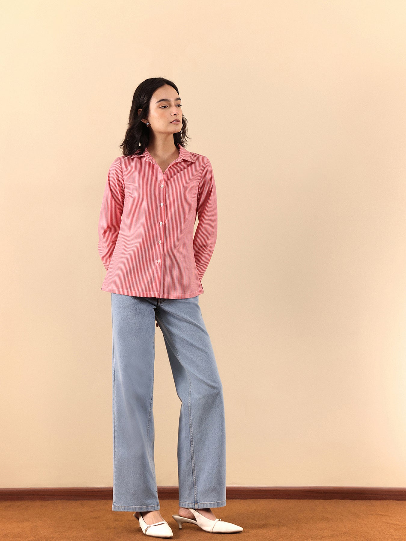 Cotton Striped Shirt - Red & White