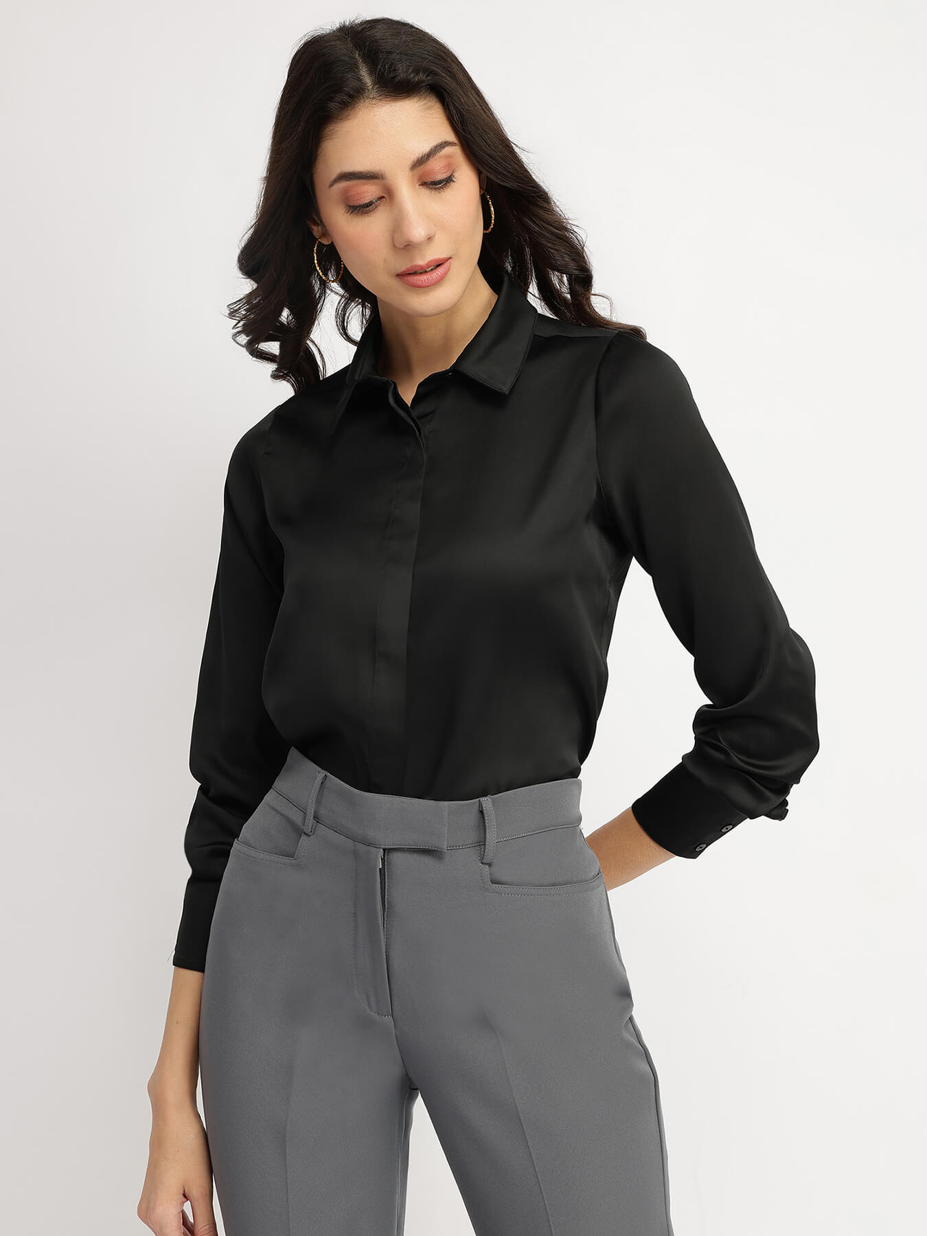 Satin Shirt - Black