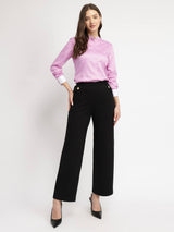 Cotton Mandarin Collar Shirt - Lilac