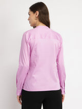 Cotton Mandarin Collar Shirt - Lilac
