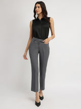 Satin Gather Detail Shirt - Black