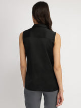 Satin Gather Detail Shirt - Black