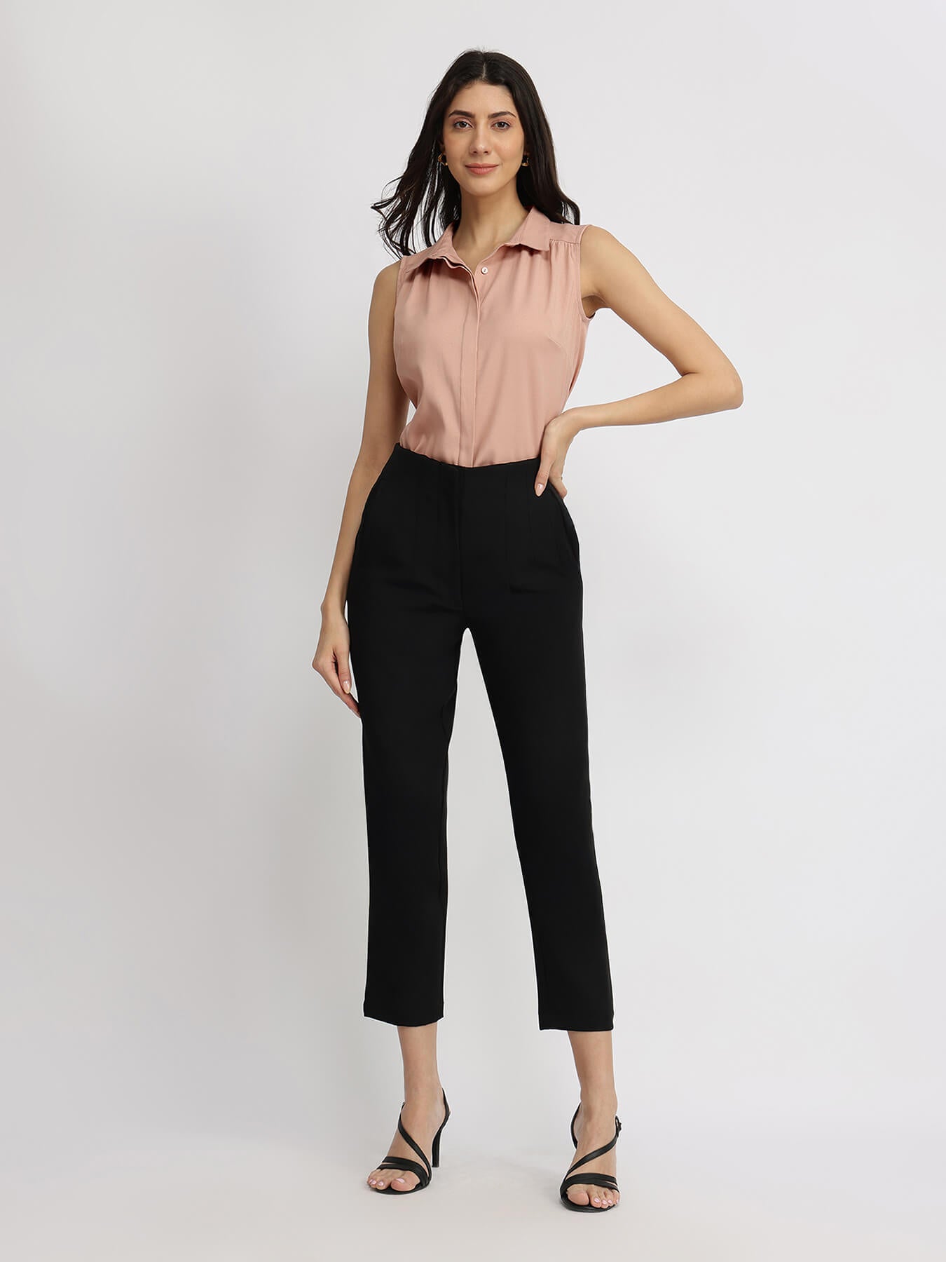 Sleeveless Gather Detail Shirt - Muse Pink
