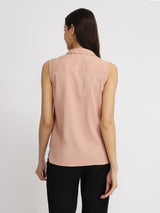 Sleeveless Gather Detail Shirt - Muse Pink