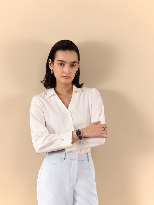 V Neck Shirt - White