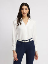 V Neck Shirt - White