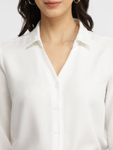 V Neck Shirt - White