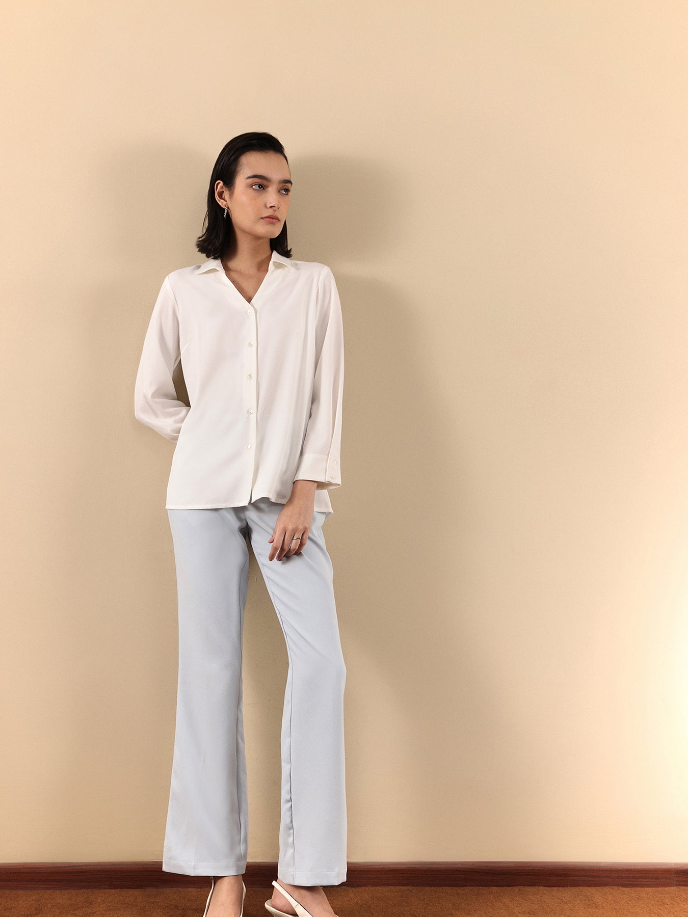 V Neck Shirt - White