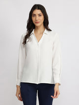 V Neck Shirt - White