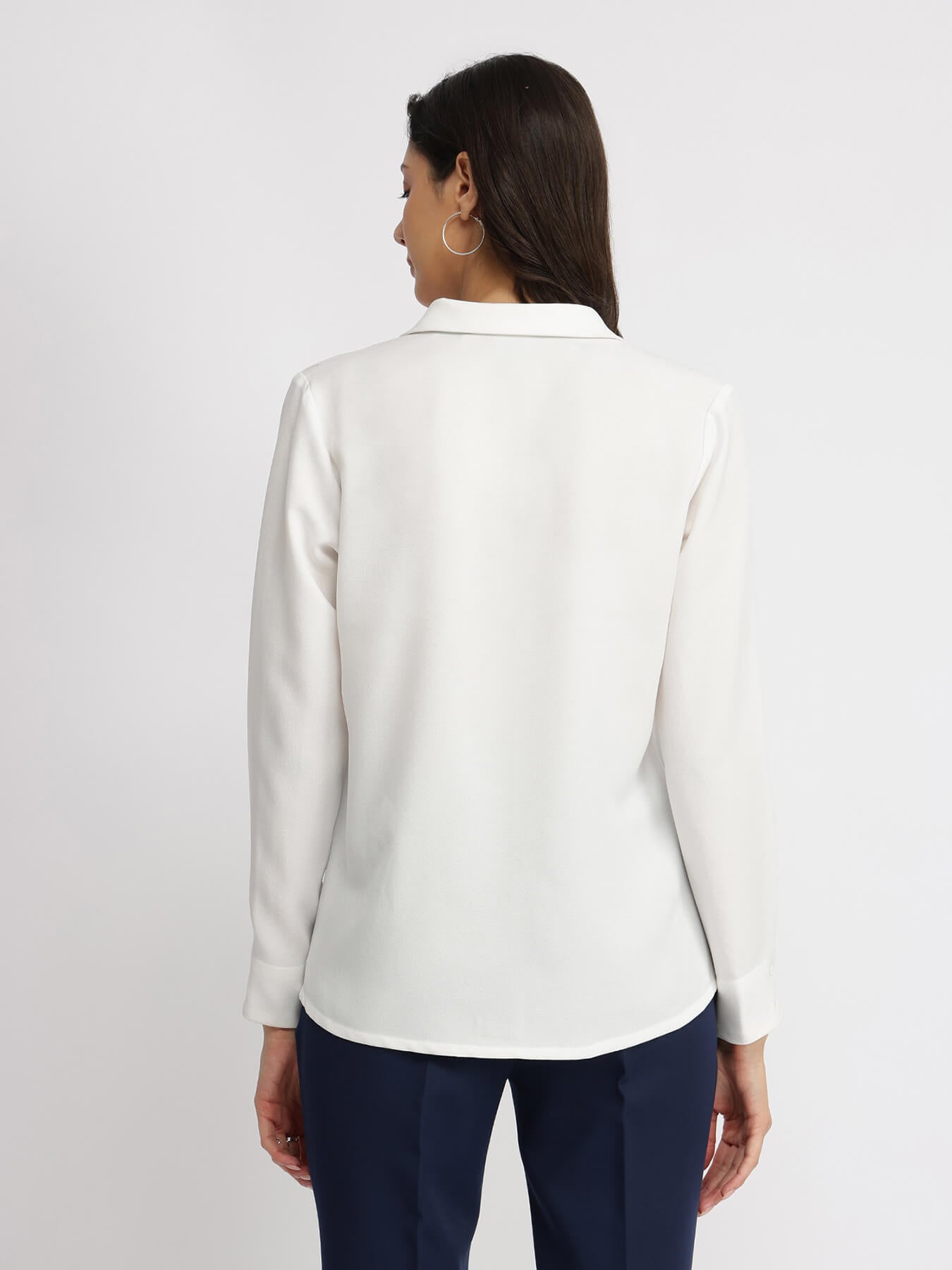 V Neck Shirt - White