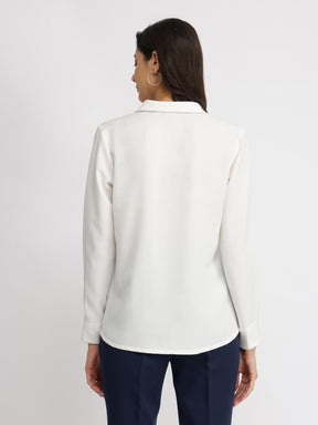 V Neck Shirt - White