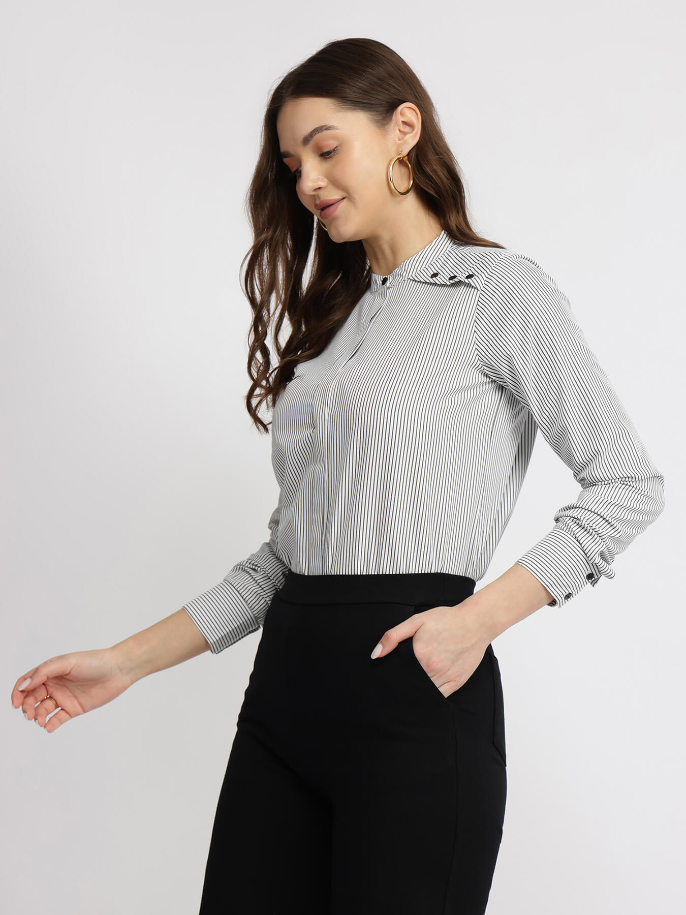 Cotton Striped Shirt - Grey