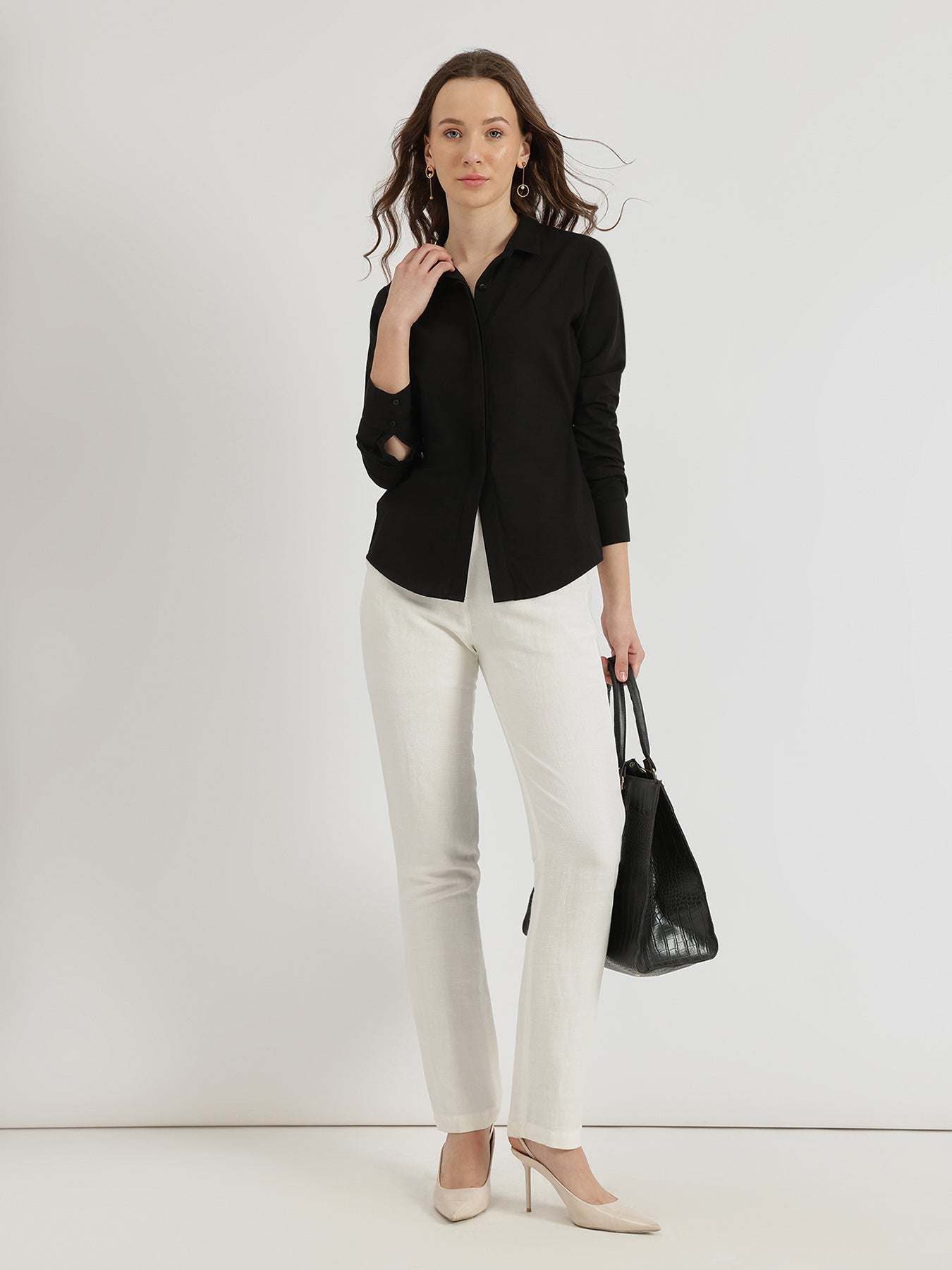 Tapered Waist Shirt - Black