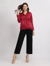 Satin Textured Shirt - Red