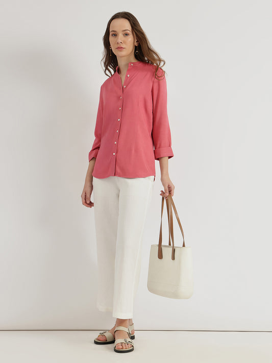 Mandarin Collar Shirt - Peach