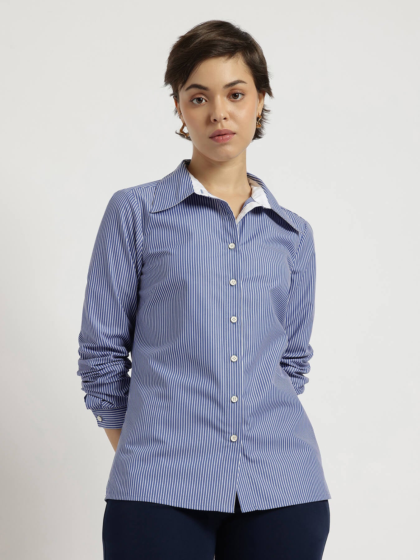 Cotton Striped Shirt - Blue