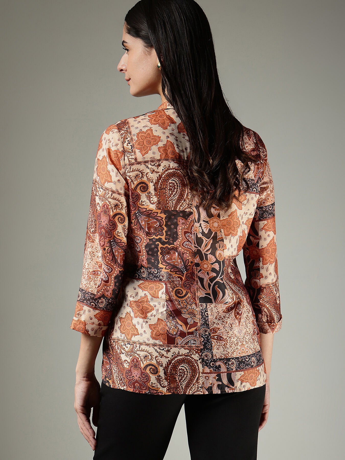 Muslin Motif Print Shirt -  Beige
